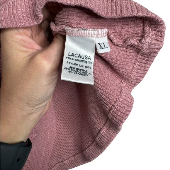 Lacausa | Ribbed Cropped Tank in Woodrose XL - Picture 4 of 4